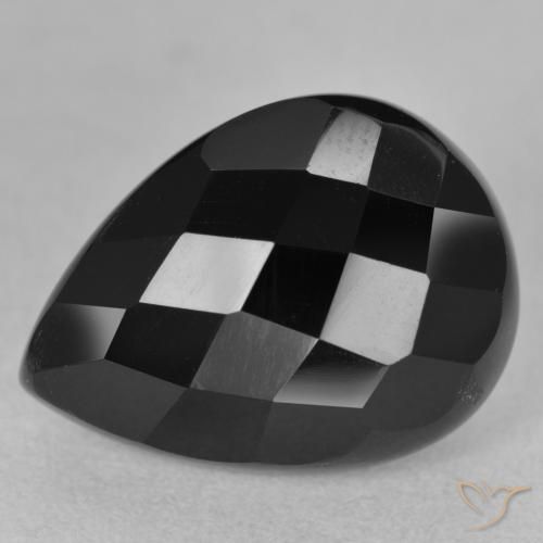 9.91ct طبيعي أسود عقيق يماني, شكل الكمثرى, غير شفاف