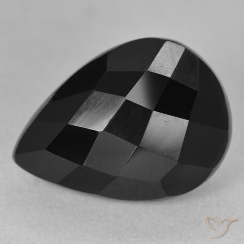 8.70ct طبيعي أسود عقيق يماني, شكل الكمثرى, غير شفاف