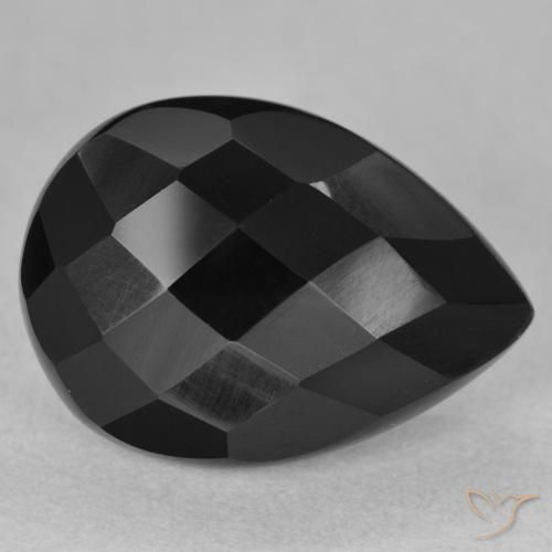 8.11ct طبيعي أسود عقيق يماني, شكل الكمثرى, غير شفاف, Photo A