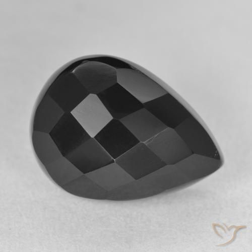 10.59ct طبيعي أسود عقيق يماني, شكل الكمثرى, غير شفاف
