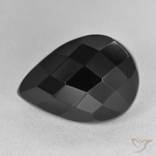 9.50ct طبيعي أسود عقيق يماني, شكل الكمثرى, غير شفاف