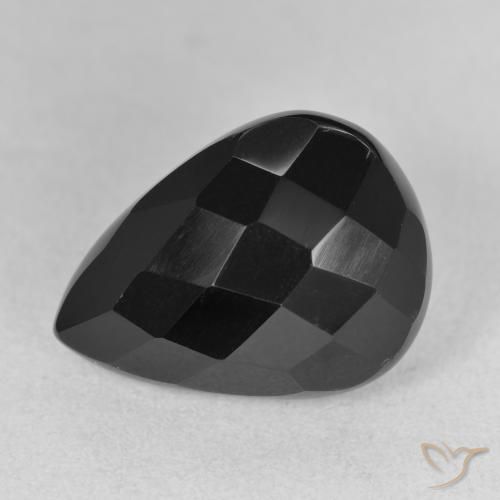 9.35ct طبيعي أسود عقيق يماني, شكل الكمثرى, غير شفاف