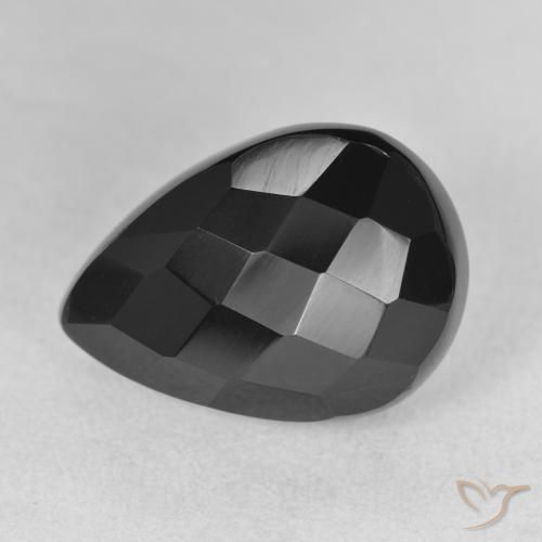 10.00ct طبيعي أسود عقيق يماني, شكل الكمثرى, غير شفاف
