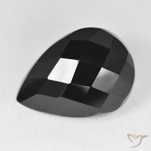 10.51ct طبيعي أسود عقيق يماني, شكل الكمثرى, غير شفاف