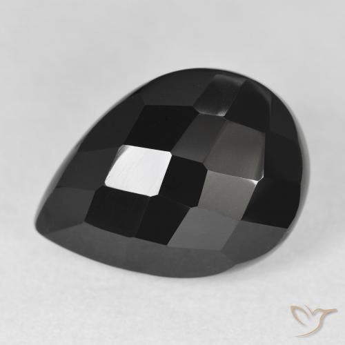 10.08ct طبيعي أسود عقيق يماني, شكل الكمثرى, غير شفاف