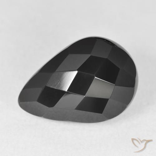 8.51ct طبيعي أسود عقيق يماني, شكل الكمثرى, غير شفاف