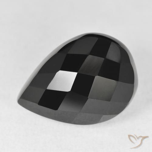 10.14ct طبيعي أسود عقيق يماني, شكل الكمثرى, غير شفاف
