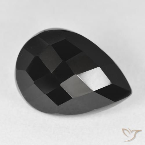 10.04ct طبيعي أسود عقيق يماني, شكل الكمثرى, غير شفاف