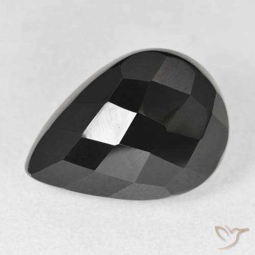 10.99ct طبيعي أسود عقيق يماني, شكل الكمثرى, غير شفاف
