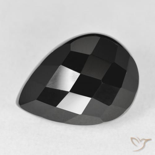 11.28ct طبيعي أسود عقيق يماني, شكل الكمثرى, غير شفاف, Photo A