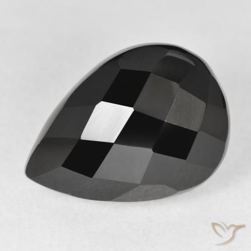 9.38ct طبيعي أسود عقيق يماني, شكل الكمثرى, غير شفاف