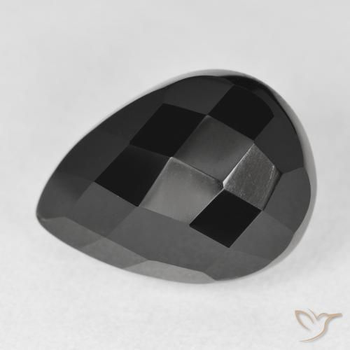 11.38ct طبيعي أسود عقيق يماني, شكل الكمثرى, غير شفاف