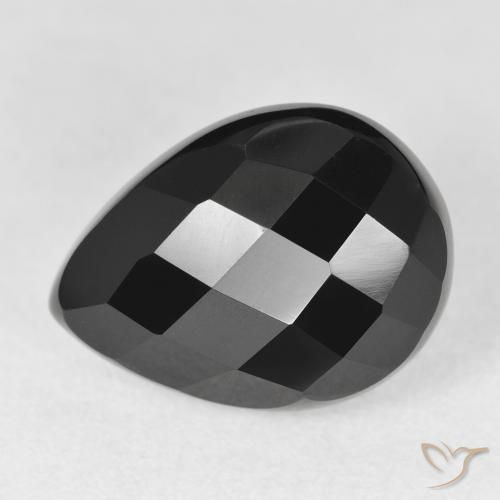 10.38ct طبيعي أسود عقيق يماني, شكل الكمثرى, غير شفاف