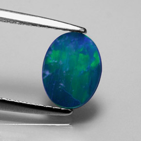 أوبال دوبليت متعدد الألوان طبيعي، قصة بيضاوى، 0.73 قيراط، غير شفاف