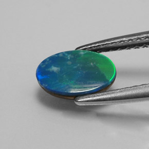 أوبال دوبليت متعدد الألوان طبيعي، قصة بيضاوى، 0.73 قيراط، غير شفاف