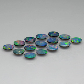 أحجار أوبال دوبليت متعدد الألوان طبيعية، قصة بيضاوى، غير شفاف، وزنها  قيراط