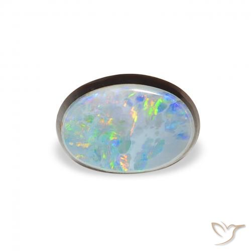 0.99ct طبيعي متعدد الألوان أوبال دوبليت, بيضوي, غير شفاف