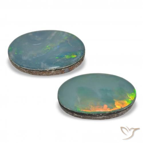 أحجار أوبال دوبليت متعدد الألوان طبيعية، بيضوي، غير شفاف، وزنها 2.05 قيراط