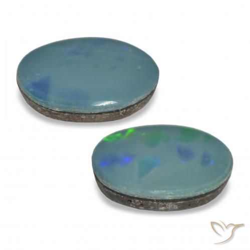 أحجار أوبال دوبليت متعدد الألوان طبيعية، بيضوي، غير شفاف، وزنها 2.31 قيراط