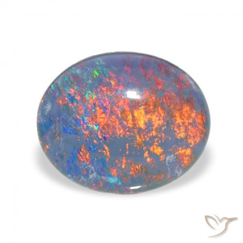 3.01ct طبيعي متعدد الألوان ثلاثية أوبال, بيضوي, غير شفاف