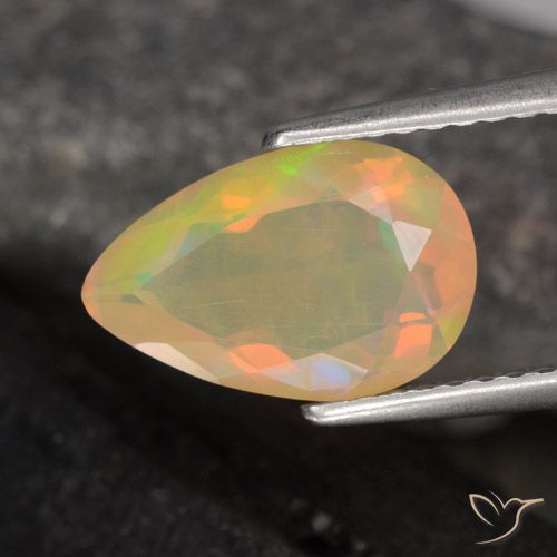 1.50ct طبيعي متعدد الألوان أوبال, شكل الكمثرى, شفاف