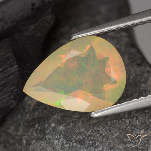 1.40ct طبيعي متعدد الألوان أوبال, شكل الكمثرى, شفاف