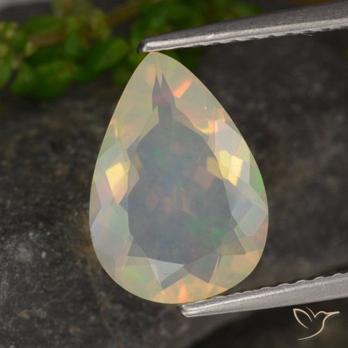 1.56ct طبيعي متعدد الألوان أوبال, شكل الكمثرى, شفاف