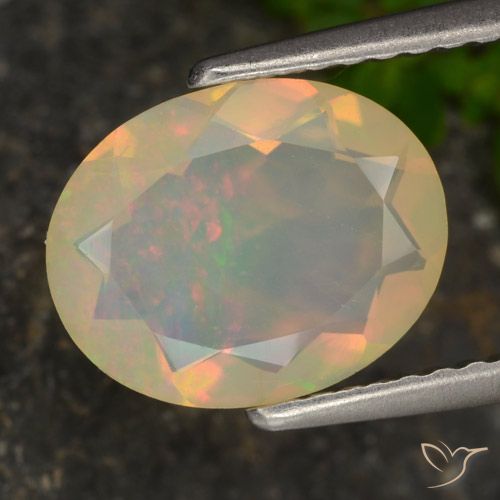 1.27ct طبيعي متعدد الألوان أوبال, بيضوي, نصف شفاف