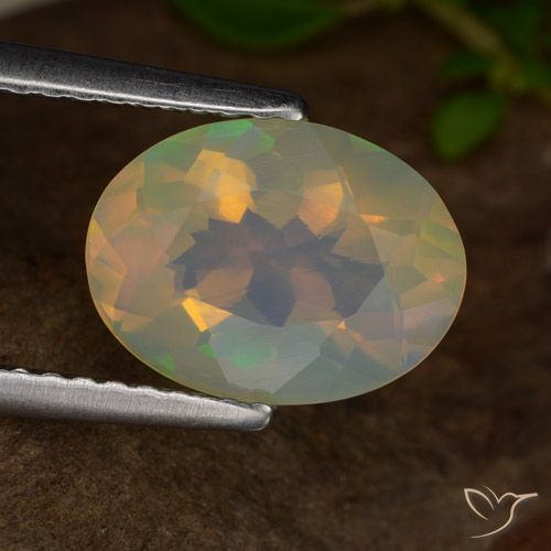 1.53ct طبيعي متعدد الألوان أوبال, بيضوي, شفاف