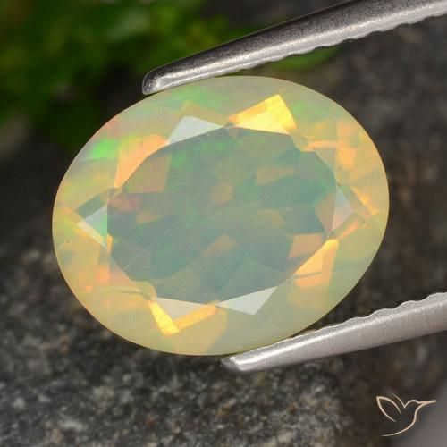1.42ct طبيعي متعدد الألوان أوبال, بيضوي, شفاف