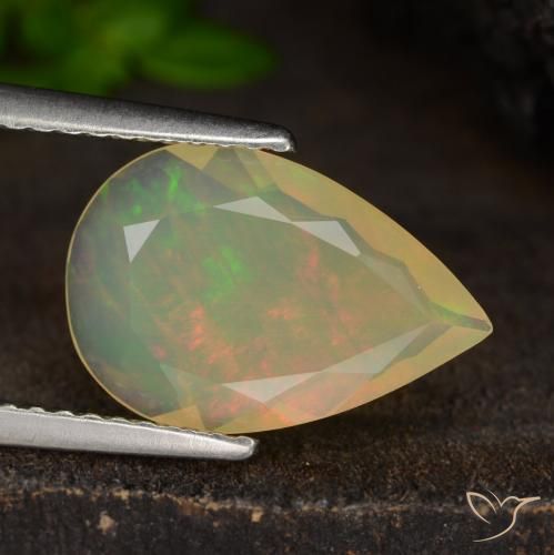 1.43ct طبيعي متعدد الألوان أوبال, شكل الكمثرى, نصف شفاف