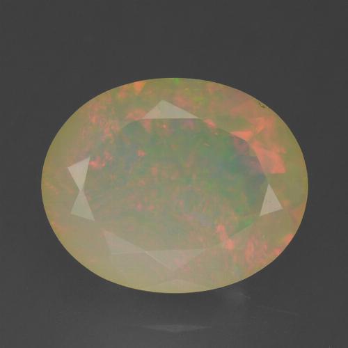 أوبال متعدد الألوان طبيعي، بيضوي، 1.60 قيراط، شفاف / نصف شفاف