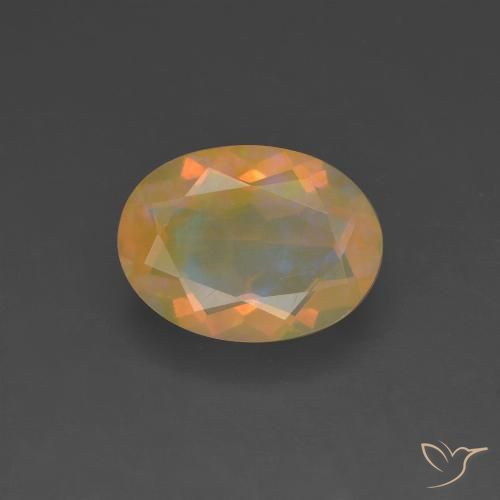 1.07ct طبيعي متعدد الألوان أوبال, بيضوي, نصف شفاف