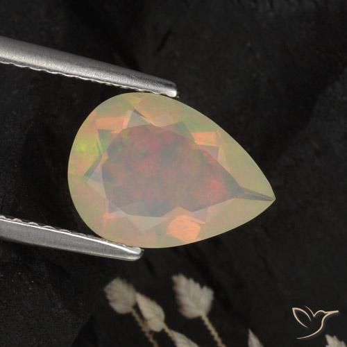 1.42ct طبيعي متعدد الألوان أوبال, شكل الكمثرى, نصف شفاف