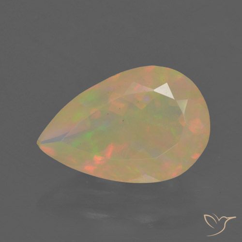 1.56ct طبيعي متعدد الألوان أوبال, شكل الكمثرى, نصف شفاف