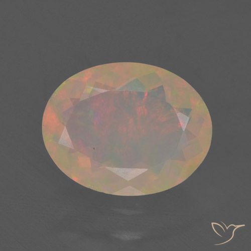 1.37ct طبيعي متعدد الألوان أوبال, بيضوي, نصف شفاف