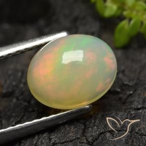 أوبال متعدد الألوان طبيعي، قصة بيضاوى، 1.44 قيراط، نصف شفاف