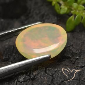 أوبال متعدد الألوان طبيعي، قصة بيضاوى، 1.44 قيراط، نصف شفاف