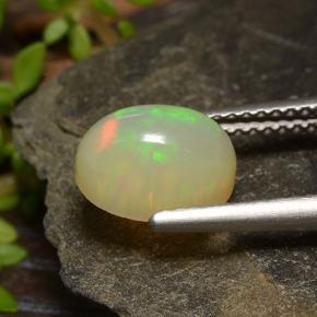 أوبال متعدد الألوان طبيعي، قصة بيضاوى، 1.46 قيراط، نصف شفاف