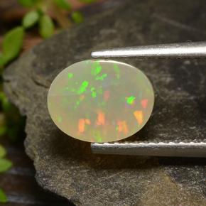 أوبال متعدد الألوان طبيعي، قصة بيضاوى، 1.46 قيراط، نصف شفاف