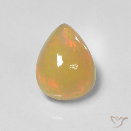 1.37ct طبيعي متعدد الألوان أوبال, شكل الكمثرى, نصف شفاف