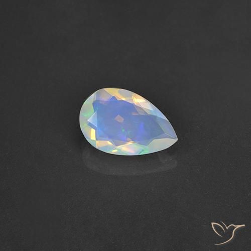 1.53ct طبيعي متعدد الألوان أوبال, شكل الكمثرى, شفاف