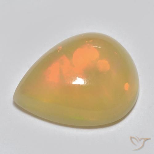 1.25ct طبيعي متعدد الألوان أوبال, شكل الكمثرى, نصف شفاف