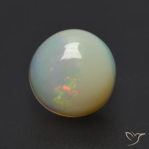 0.82ct طبيعي متعدد الألوان أوبال, دائري, نصف شفاف