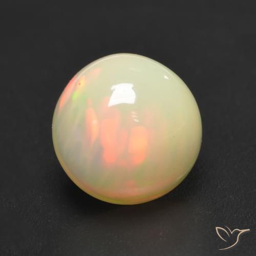 1.08ct طبيعي متعدد الألوان أوبال, دائري, نصف شفاف