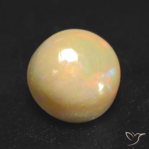 0.89ct طبيعي متعدد الألوان أوبال, دائري, نصف شفاف