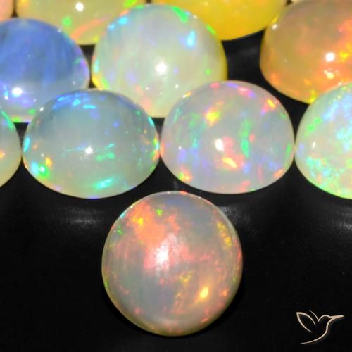 0.86ct طبيعي متعدد الألوان أوبال, دائري, شفاف