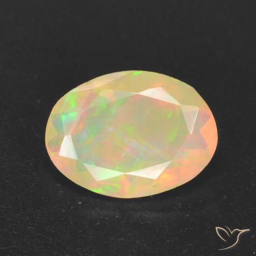 1.09ct طبيعي متعدد الألوان أوبال, بيضوي, نصف شفاف