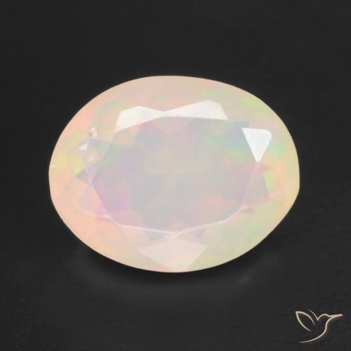 1.34ct طبيعي متعدد الألوان أوبال, بيضوي, نصف شفاف