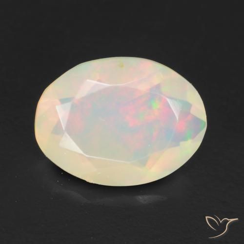 0.96ct طبيعي متعدد الألوان أوبال, بيضوي, شفاف